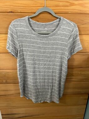 SO Gray & White Striped Short Sleeve Crew Tee
